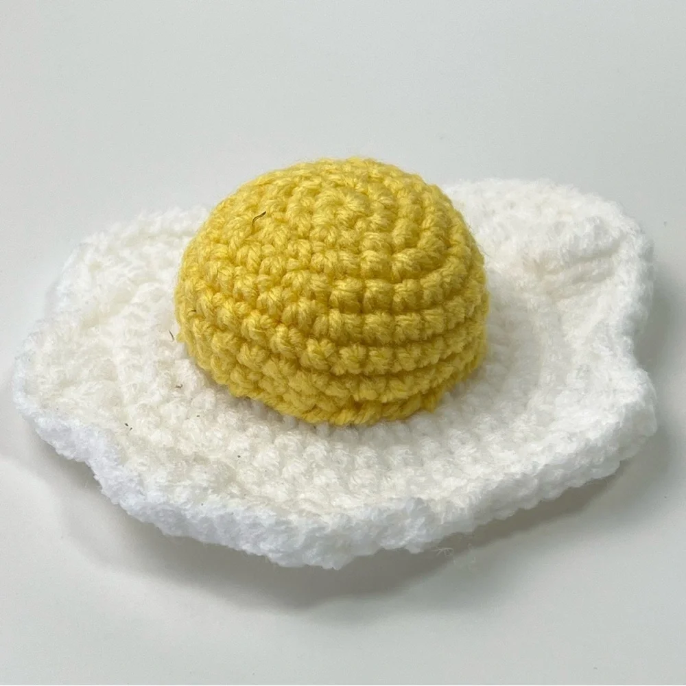 Cat Toy Handmade Fried Egg Catnip Crochet Toy